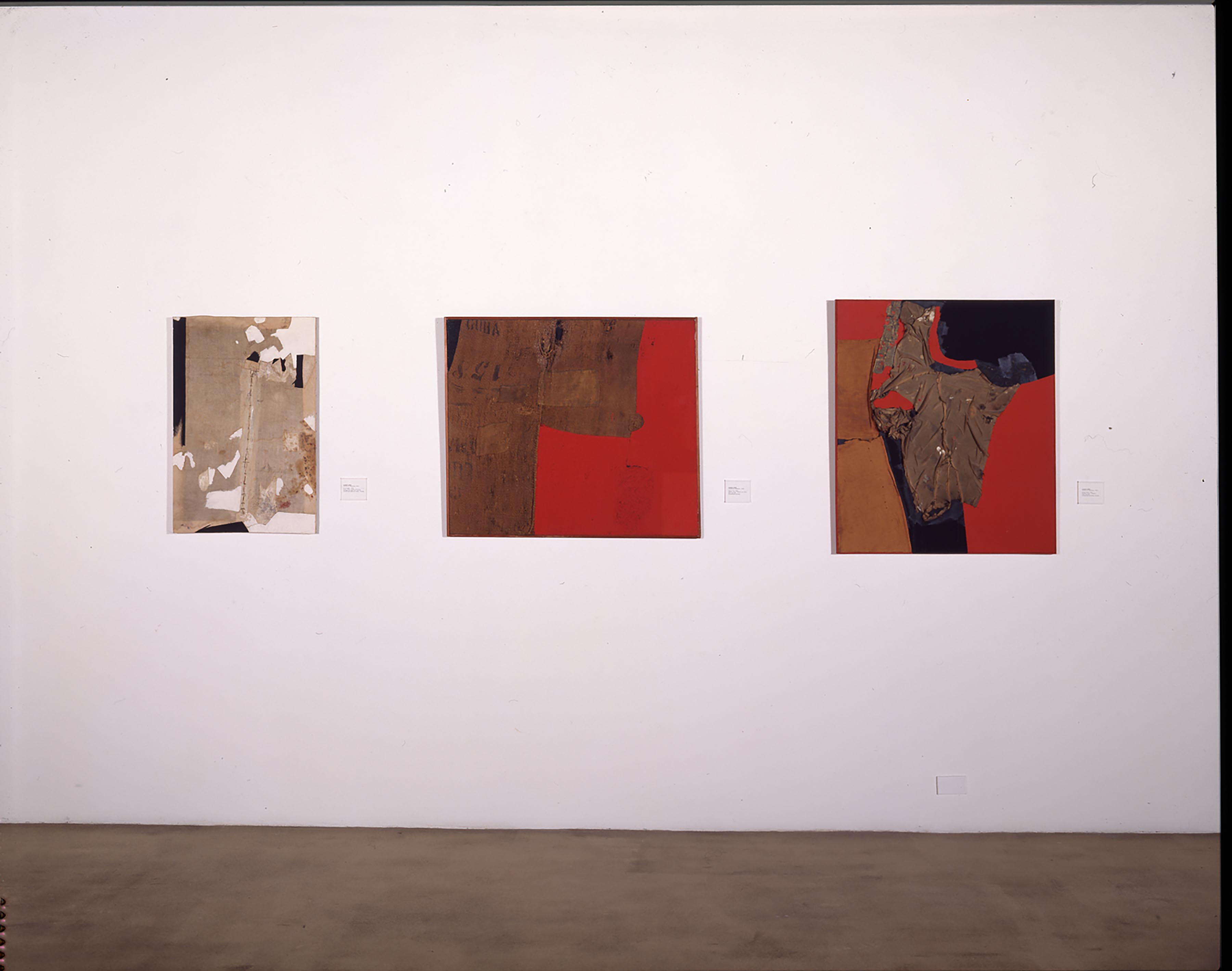 Alberto Burri, Lo strappo, 1952; Sacco H 8, 1953; Rosso nero, 1955